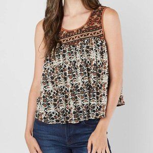 FREE PEOPLE Lucky Coin Linen Blend Tank Top L